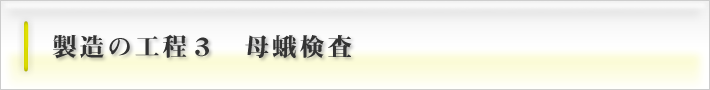 製造の工程3　母蛾検査